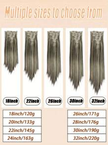 Set de 7 extensiones de cabello sintético de 18 a 32 pulgadas con clips, piezas de cabello negro gruesas y de aspecto natural - Resaltar Rubio - Ver 6