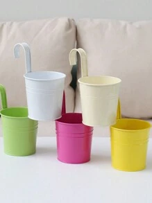 1 件金属铁悬挂花盆，阳台花盆带可拆卸挂钩，壁挂式水桶，多肉植物篮，适用于户外花园盆栽 - 彩色 - 查看 5