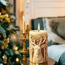 1pc Christmas Scented Candle Silicone Mold Christmas Tree Elk Diffuser Stone Diy Ornaments Mold Decorative Ornaments Plaster Mold Handmade Gift