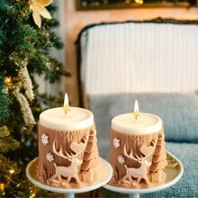1pc Christmas Scented Candle Silicone Mold Christmas Tree Elk Diffuser Stone Diy Ornaments Mold Decorative Ornaments Plaster Mold Handmade Gift