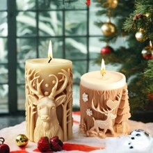 1pc Christmas Scented Candle Silicone Mold Christmas Tree Elk Diffuser Stone Diy Ornaments Mold Decorative Ornaments Plaster Mold Handmade Gift