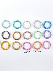 15pcs Coil Wire Design Hair Tie Casual Ponytail Holder Hair Elastic Hair Rope - Multicolor - View 4