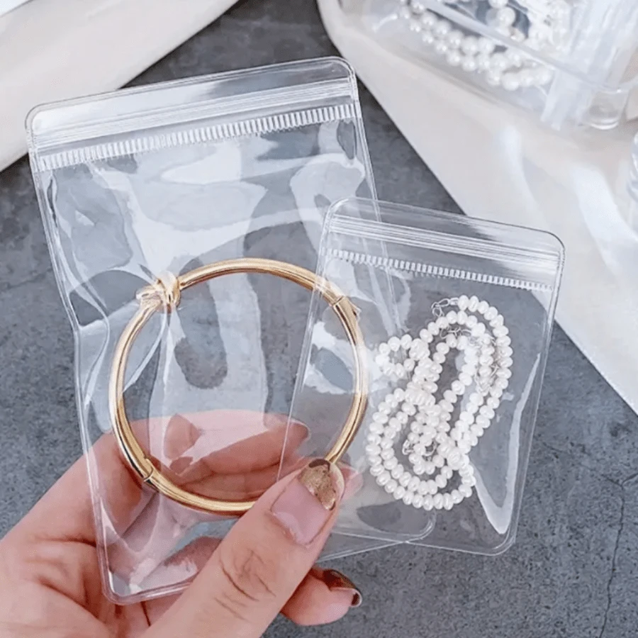 20 יחידות שקיות רוכסן Pvc שקופות לתכשיטים, שקיות אחסון חסינות לאבק ועמידות לחמצון, מתאימות לאחסון תכשיטים ואביזרים קטנים - ריבוי צבעים - ראה 1