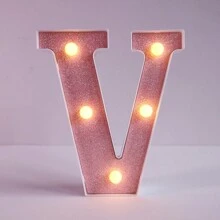 1pc Shiny Pink LED Letter Light, English Alphabet & Number Night Light, Battery Powered, Warm Glow, For Home Decor, Wall Decor, Kitchen Decor, Game Room Decor, Party Decor, Birthday Party, Outdoor Decor, Wedding Decor, Bedroom, Study, Graduation Party, Camping Decor