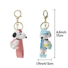 قلادة مفتاح ثلاثية الأبعاد إبداعية من مجموعة Snoopy للسفر الصيفي من Miniso، قلادة مفاتيح كاواييي للحقيبة اليدوية والمحفظة وحقيبة المدرسة والحقيبة الظهرية وتزيين مفاتيح السيارة (وردي) - وردي - مشاهدة 4