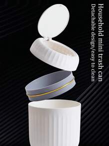 按压式桌面垃圾桶，带盖创意小垃圾桶，迷你桌面垃圾桶，适用于办公桌、汽车、卧室、餐厅、客厅、办公室、茶几、家居装饰、圣诞礼物、家居礼品、房间装饰、 - 可選 - 查看 4