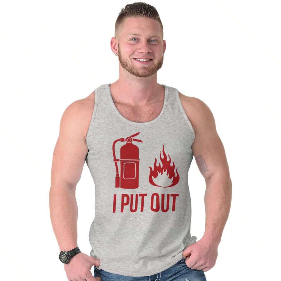 Put Out Fire Firefighter Fireman Tank Top Sleeveless Tee Men