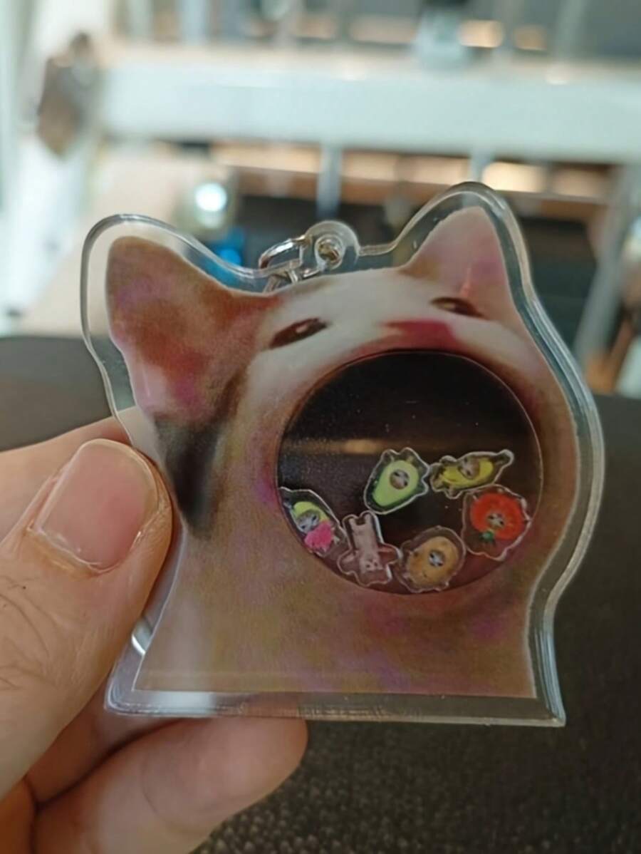 1个贪吃猫钥匙扣 - 亚克力香蕉猫挂件，适用于钱包和汽车，可爱动物造型钥匙扣，完美的生日礼物，适合送给女性，卡通动物汽车饰品，哥特风Y2K包挂绳带证件夹，汽车饰品包挂件，圣诞礼物，送给母亲、父亲、毕业生和老师 - 彩色 - 查看 1