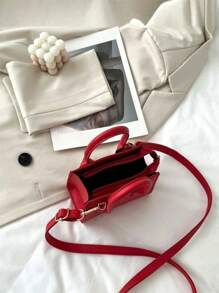 Elegant Solid Color Casual College Style Mini Handbag, Women, Angora Red - Red - View 6