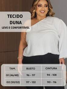 Elegant Women's Plus Size Blouse One Sleeve Lightweight And Loose Fabric Stylish Blouse Summer Fashion Plus Size Parties Clubbing Christmas And New Year - 白色 - 查看 6