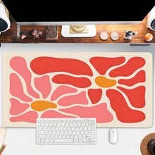 1个粉红色和红色抽象花朵图案的大号电脑鼠标垫 - 美观防滑橡胶桌面垫，适用于办公室 - 送给男友/女友的完美礼物，办公桌配件，办公用品，办公桌配件，鼠标垫，桌面鼠标垫 - 彩色 - 查看 16