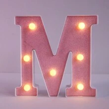 1pc Shiny Pink LED Letter Light, English Alphabet & Number Night Light, Battery Powered, Warm Glow, For Home Decor, Wall Decor, Kitchen Decor, Game Room Decor, Party Decor, Birthday Party, Outdoor Decor, Wedding Decor, Bedroom, Study, Graduation Party, Camping Decor
