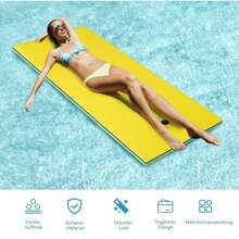 210x66cm Water Hammock With Pillow, Floating Bed Up To 70 KG Load Capacity, Roll-Up Floating Mat Made Of XPE, Swimming Raft Water Lounger For Pool Swimming Pool Sea - Yellow - View 5