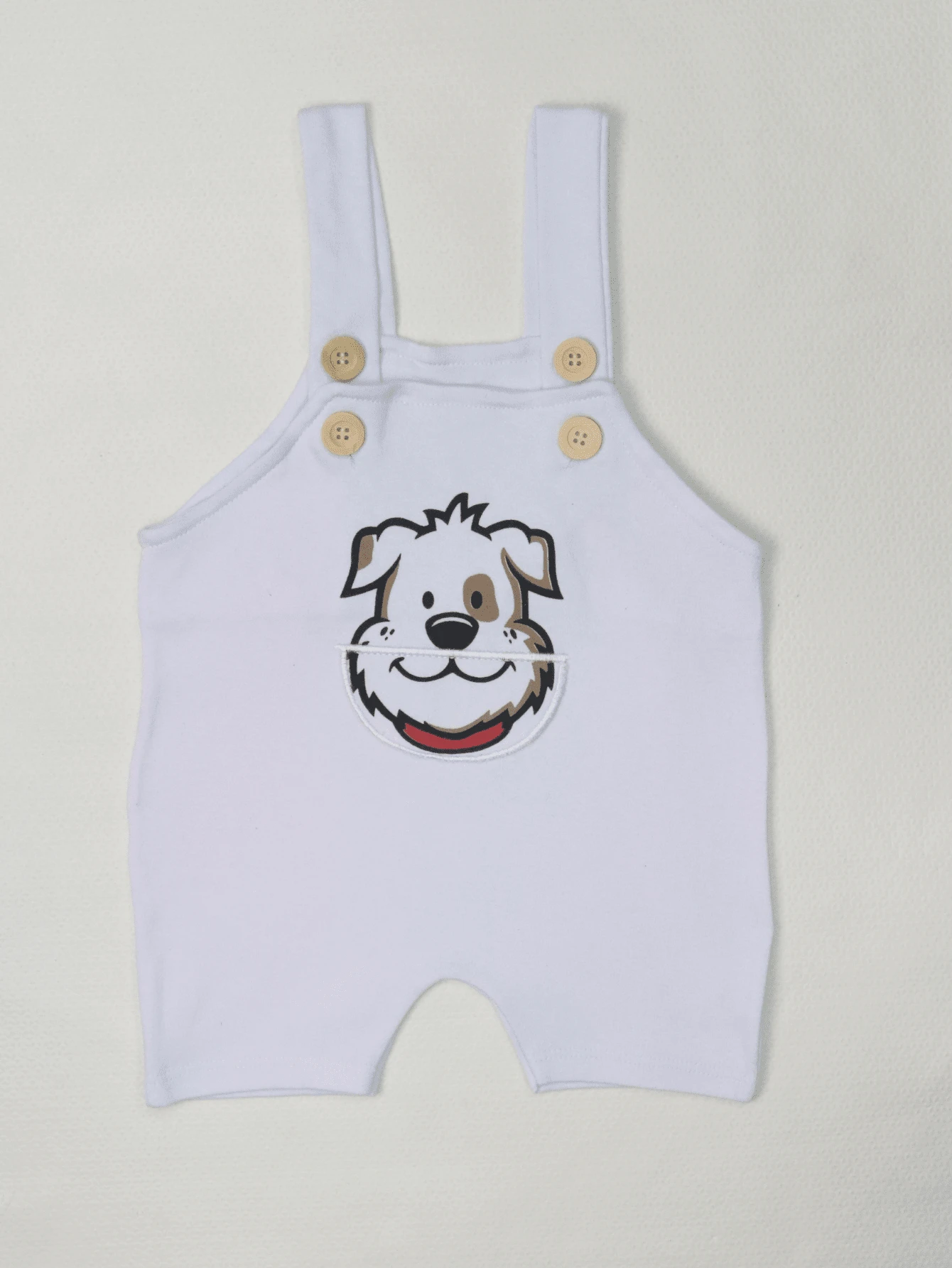 1 Piece Baby Girl Dungarees In Suedine With Fun Prints 100% Cotton - trắng - Xem 1