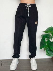 Pantalón semi ajustado estilo pants para dama - Negro - Ver 4