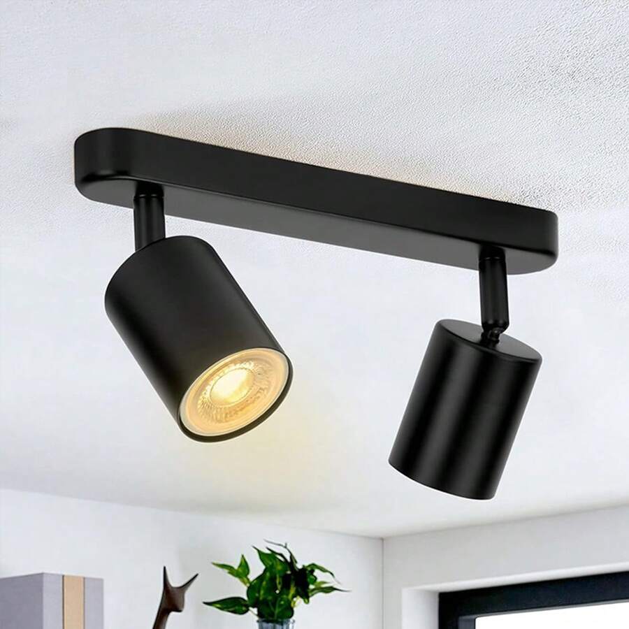 CANMEIJIA Đèn âm trần GU10, màu đen/trắng, một/hai/ba bóng, có/không bóng đèn, chất liệu nhôm, thích hợp cho cửa hàng/phòng học/phòng ngủ/phòng khách/quán cà phê/phòng triển lãm/phòng trưng bày/bảo tàng/hành lang/hiên nhà, chọn kích thước theo nhu cầu.