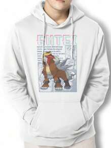 Pokedex Entei Hoodie Kangaroo Blouse APJ1 - 白色 - 查看 1