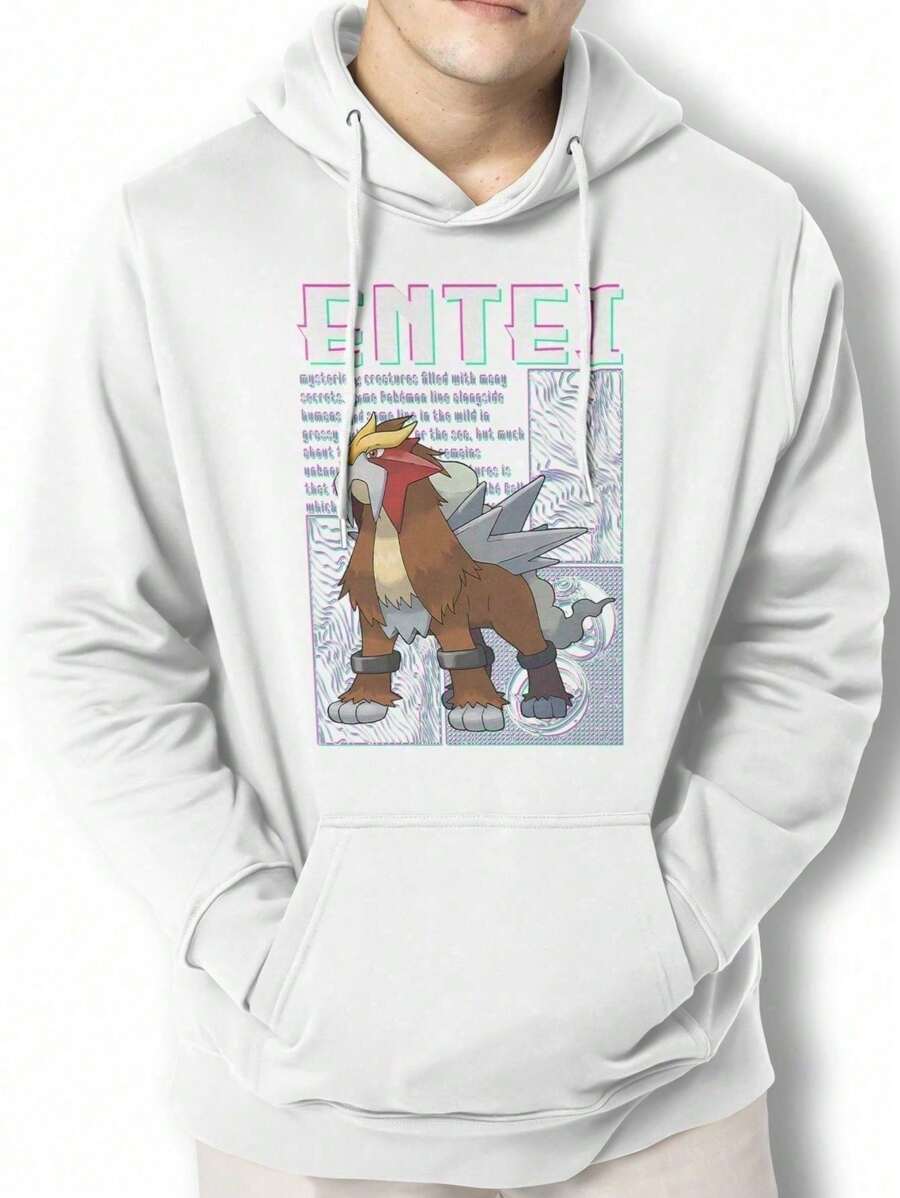 Pokedex Entei Hoodie Kangaroo Blouse APJ1 - 白色 - 查看 1
