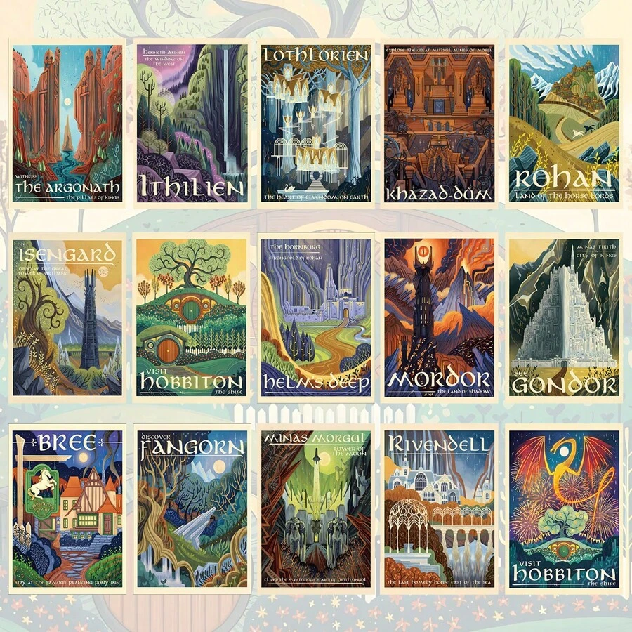 BAEMEFLE Vintage Middle-Earth Travel Poster, Solid Color Pattern, Map Theme, High-Quality Art Print, Suitable For Travelers Home Decor Series - Multicolor - View 1