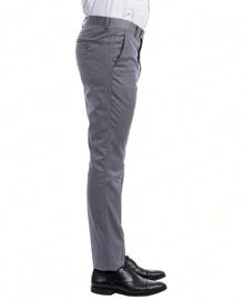 Mens Skinny Fit Solid Open Bottom Dress Pants - 灰色 - 查看 3