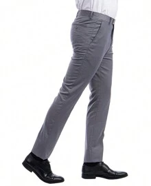 Mens Skinny Fit Solid Open Bottom Dress Pants - 灰色 - 查看 2
