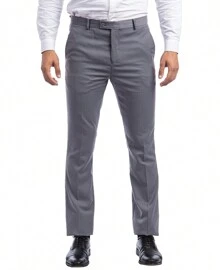 Mens Skinny Fit Solid Open Bottom Dress Pants - 灰色 - 查看 1