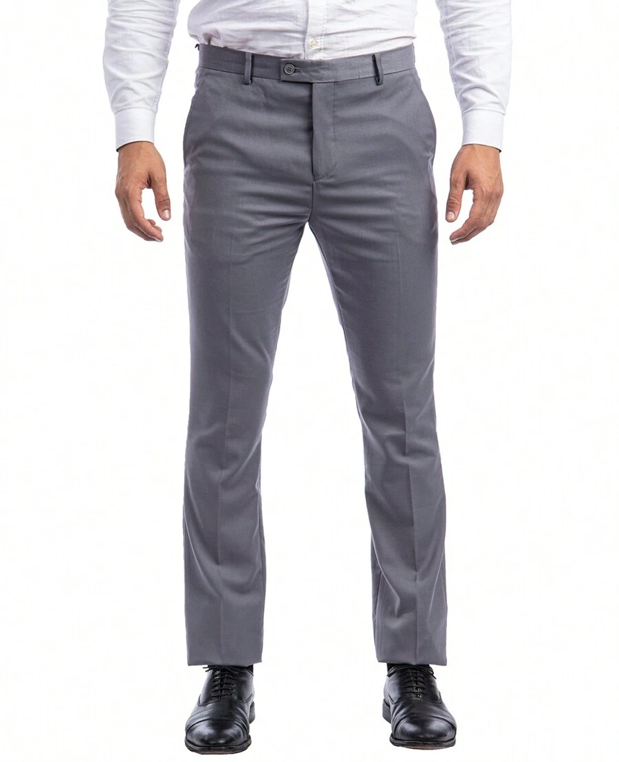 Mens Skinny Fit Solid Open Bottom Dress Pants - 灰色 - 查看 1