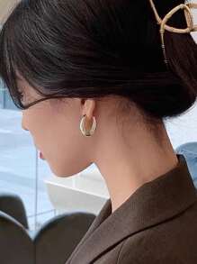 5pairs Metal Personality French Chic Elegant Minimalist Niche Heart Alloy Hoop Earrings Set For Women Valentines