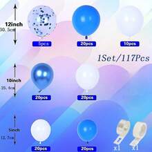 117PCS Metal Blue Balloon Wreath Set Silver Five-In-A-Color Paper Scrap Balloon Arch Birthday Party Decoration Balloon - Multicolor - View 6