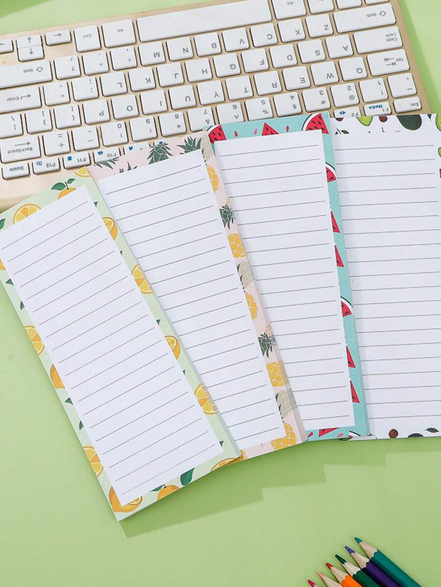 1 件冰箱用磁性记事本、冰箱用购物清单磁性垫、冰箱用水果设计磁性购物清单垫、全背面磁性购物清单、每本记事本 60 张