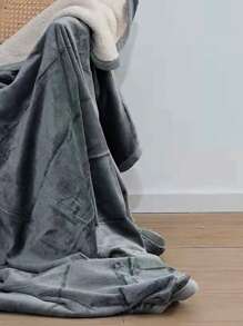 1 件深灰色舒适柔软牛奶加羊毛厚毯，适合卧室和客厅 - 灰色 - 查看 4