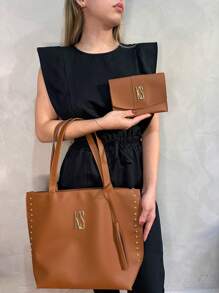 KS Karla Samenho cosmetics and accessories Women's Duo Bag With Toiletry Bag Large Shoulder Bag Spacious Tote Bag - 駝色 - 查看 2