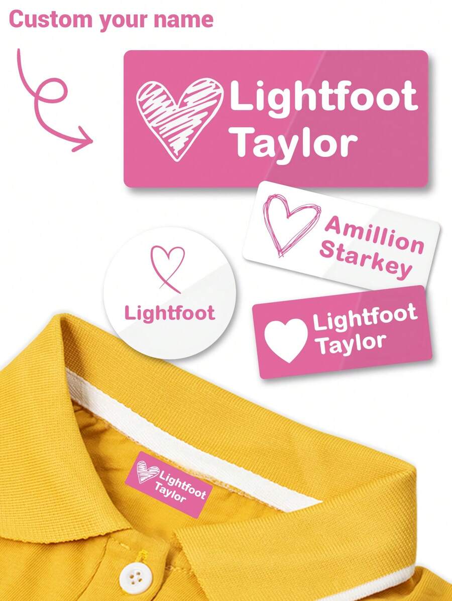 Pegatinas impermeables con nombre personalizado, etiquetas de estilo de dibujos animados lindos, pegatinas de etiquetas de nombre personalizadas para ropa, etiquetas decorativas personalizadas.