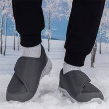 Men's Sports Shoes, Widened Hook And Loop Adjustable, Lightweight & Plush Lining Casual Shoes, Warm For Winter
