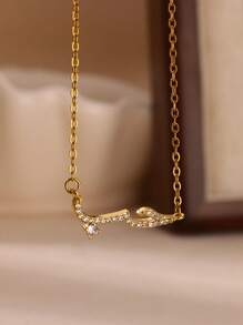 Luxury Shiny Arabic Language Love Statement Necklace For Women White Cubic Zirconia Chain Necklaces Choker Aesthetic Wedding Party Charm Jewelry Accessories Daily Wear Gifts For Her