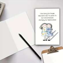 1 pieza Tarjeta de felicitación de amistad divertida con diseño de dibujos animados para el cumpleaños de la mejor amiga, tema de conversaciones hilarantes, tarjeta de cumpleaños personalizada personalizable con sobre para hermana y amigos, idioma inglés - Multicolor - Ver 6