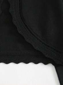 Young Girls' Elegant Solid Color Long Sleeve Hollow Out Knitted Cardigan, Autumn - màu đen - Xem 4