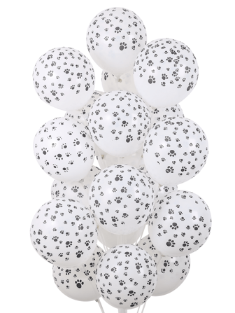 100pcs 12inch White Dog Paw Print Latex Balloons 5-Face Printed Decoration Balloons Set, Suitable For Birthday, Wedding, Valentine's Day, Thanksgiving, Christmas, Halloween, New Year, Back To School Events, Home Decor, Christmas