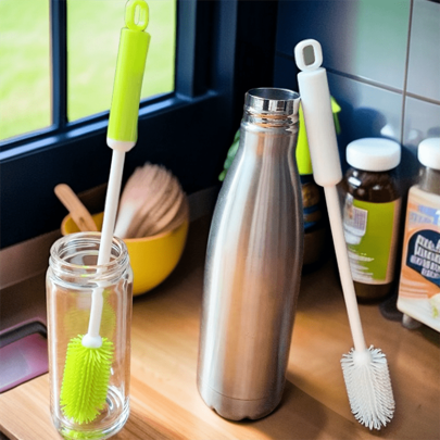 2025 New High-Efficiency Cleaning Brush For Cola Bottles, Silicone Cups, TPR Material, Kitchen Cup Cleaner, Milk Bottle Brush, Cup Glass Vacuum Bottle Cleaning Brush, White Long Handle, Suitable For Cups, Bottles, Jars, Coffee Cups, Wine Glasses, Stain Removal