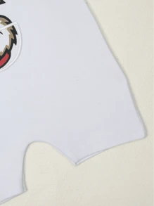 1 Piece Baby Girl Dungarees In Suedine With Fun Prints 100% Cotton - trắng - Xem 5