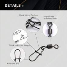 50pcs Fishing Swivel Clips - Available In Various Sizes (4#-12#), Ideal For Fishing, Provides Optimal Performance And Versatility