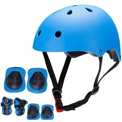 ANTSAY Protecciones Patines para Niño, Equipo de Protección para Niños, Juego de Casco de Bicicleta Patinaje para Niños, Casco Ajustable (48-54CM), 2 Rodilleras, 2 Muñequeras, 2 Coderas, Conjuntos de Patinajes Niños, Ciclismo Rodillo Patinaje Rodilla, Juego de Equipo Protector para Monopatín, Ciclismo, Patinaje, Deportes al Aire Libre