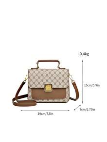 Fashionable Versatile Middle-Aged Women's Plaid Handbag, Shoulder Bag - Grey - View 6