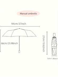 Sun Protection Umbrella With Coating - Manual Folding Umbrella For Women And Men - 8 Bone Vinyl Umbrella - 38.1 Inches Unfolded - Perfect For Sunscreen For School,Office,Household,Travel, Back To School Supplies