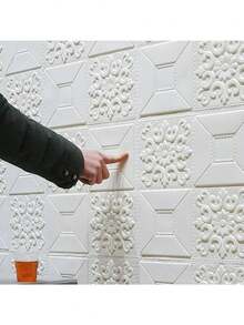 70厘米x2米 3D砖墙贴纸 DIY自粘装饰泡沫防水墙面覆盖墙纸 适用于电视背景儿童客厅 - 彩色 - 查看 4