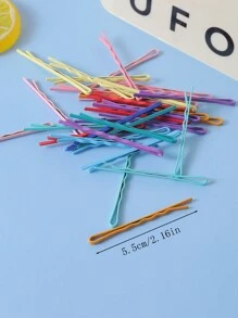 100/50/20个装彩色简约纯色发夹，适合女孩，彩色字母发夹，小巧彩色发夹，发卡，波浪发夹，女孩发夹 - 彩色 - 查看 2