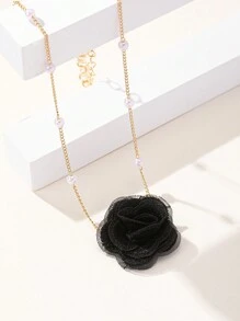 1pc Elegant Floral Pearl Chain Choker Necklace For Women, For Holiday, Birthday, Date, Ball, Party, Wedding, Vacation, Daily - Colorful - View 10