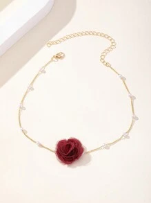 1pc Elegant Floral Pearl Chain Choker Necklace For Women, For Holiday, Birthday, Date, Ball, Party, Wedding, Vacation, Daily - Colorful - View 8