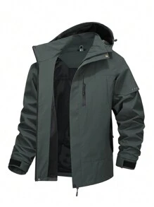 Chaquetas para hombres Impermeable con capucha Abrigo cálido Cortavientos de montaña Primavera y verano - Azul - Ver 2