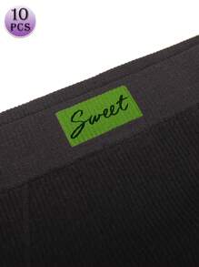 MEIYATING 10 piezas/paquete Pantaletas sin costuras para mujeres, moda de color contrastante, ajuste cómodo, negro